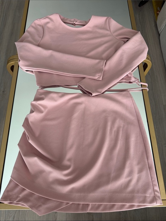 Zara Dresses & Skirts - Zara Two-Piece Pink Crop Top & Skirt Set Top M and Skirt XL